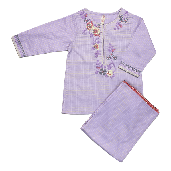 Embroidered Lilac Lawn Kurta Trouser Suit