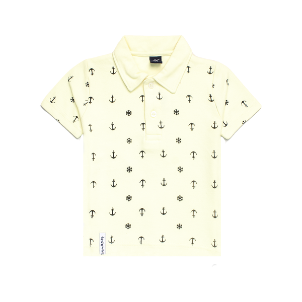 Off-White Polo Shirt with Palm Tree Print
