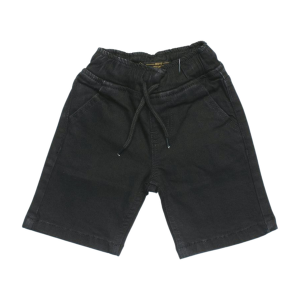 Black Drawstring Cotton Shorts