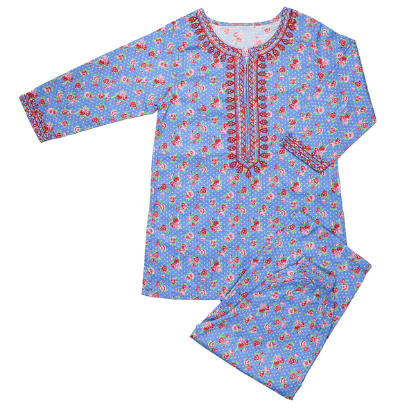 Azure Rose Garden Lawn Kurta Trouser 2Pc Set
