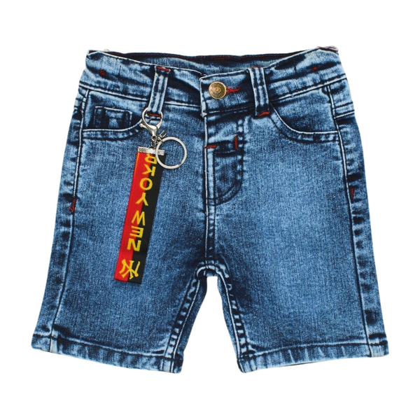 Denim Shorts with Keychain Accessory