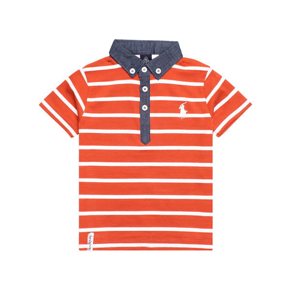 Orange and White Strip Polo Shirt