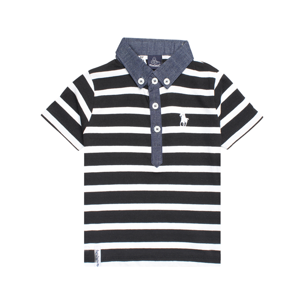 Black and White Strip Polo Shirt