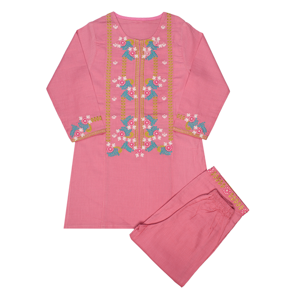 Pink Embroidered Kurta & Trouser Suit