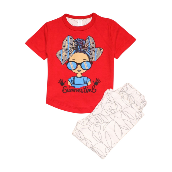 Red Blossom Girls' Outfit Set