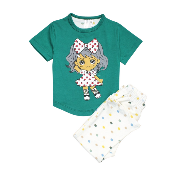Green Blossom Girls' Outfit Set