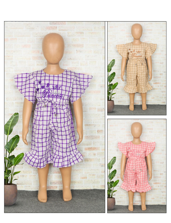 "Princess" Plaid Ruffle Romper for Girls