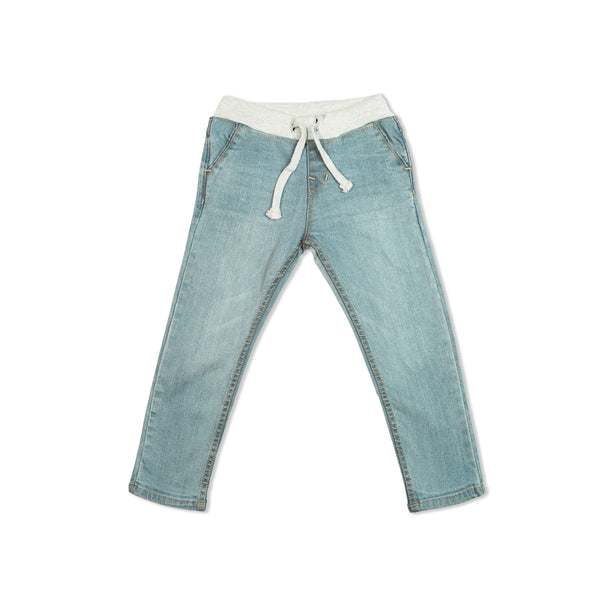 Blue Denim Pull Up Jeans