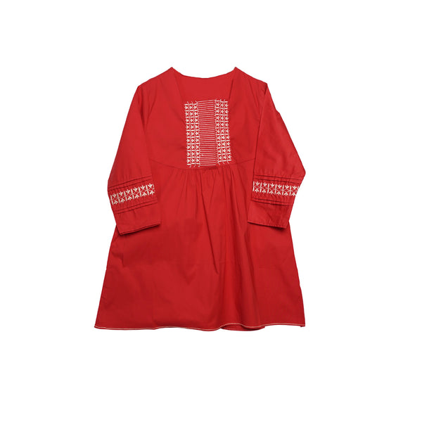 Red Premium Kurti with Embroidered