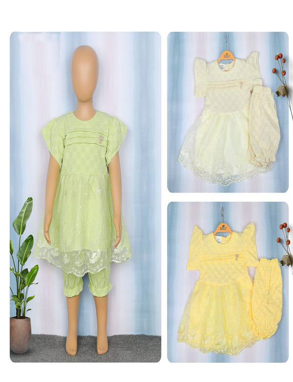 Textured Dress and Bloomer Set for Girls