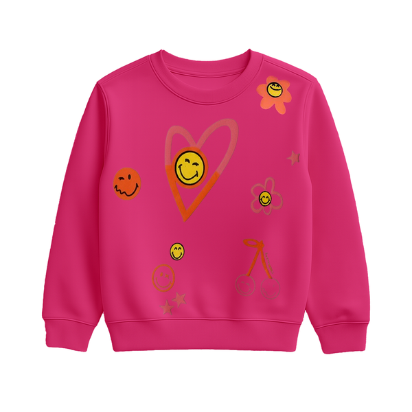 Girls Pink Printed SweatShirt