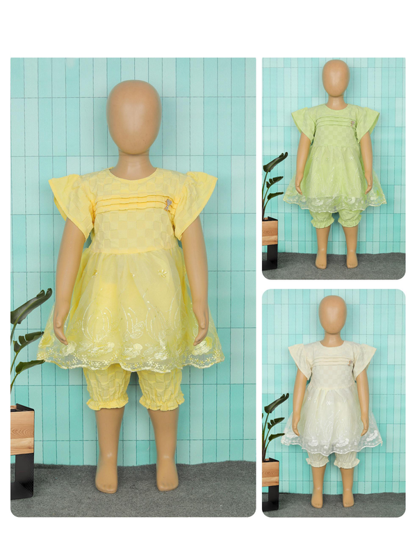 Textured Dress and Bloomer Set for Girls