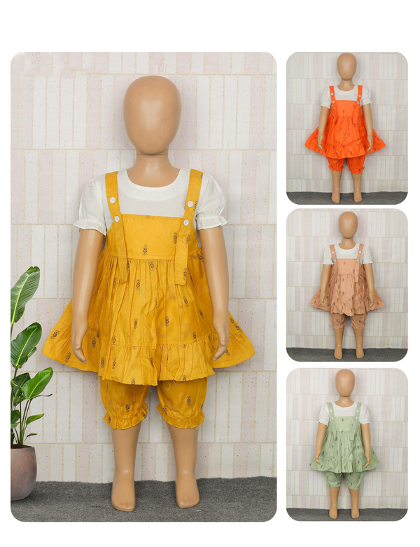 Frock Textured Dress and Bloomer Set for Girls