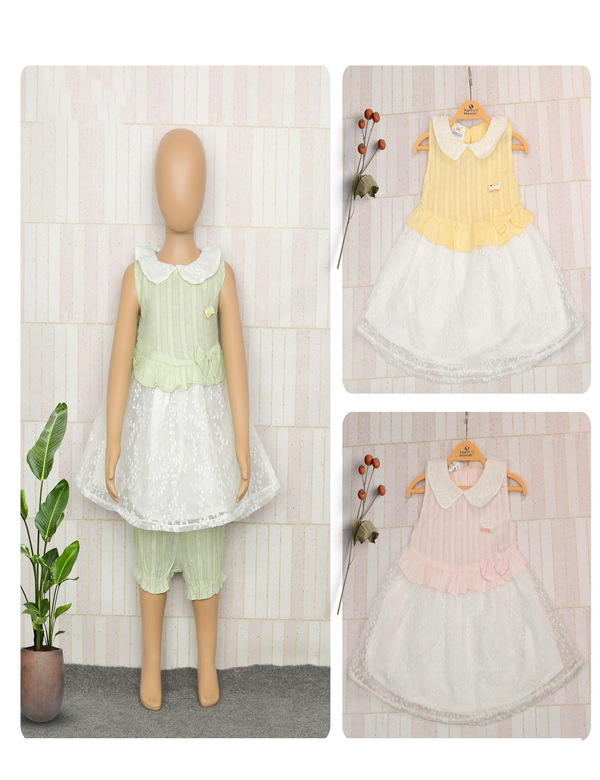 Sleeveless Layered Lace Dress and Bloomer Set for Girls