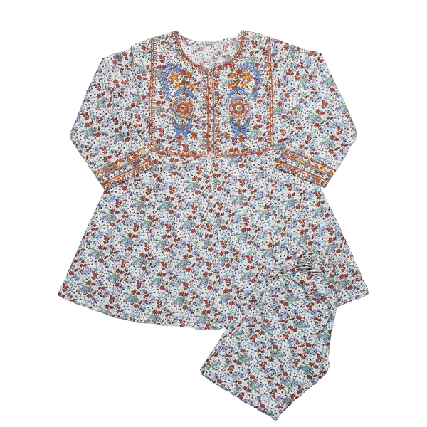 Serene Blooms Embroidered Floral Lawn 2Pc Suit