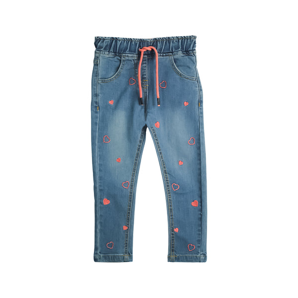 Embroidered Blue Denim Jeans