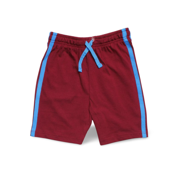 Maroon Shorts with Blue Stripes
