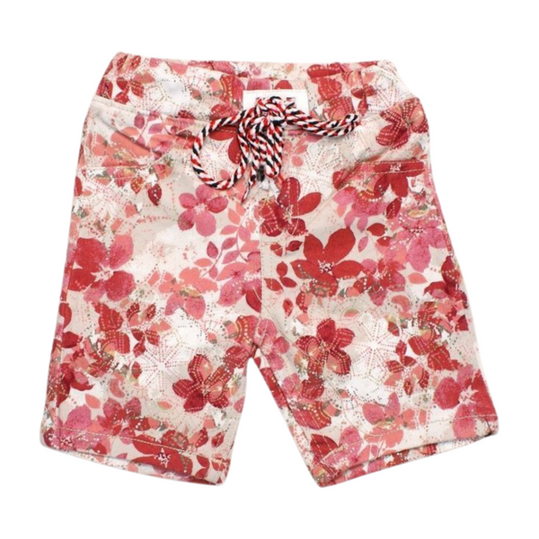 Girls' Pink Floral Drawstring Shorts