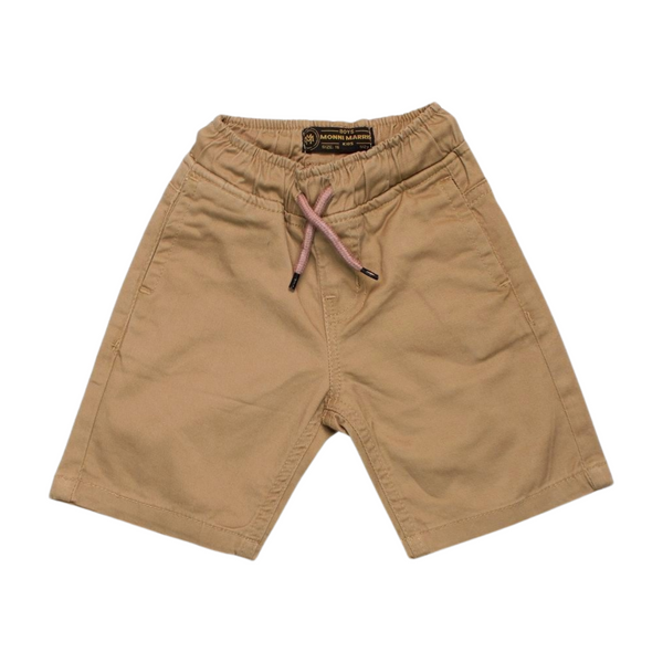 Boys' Solid Beige Drawstring Shorts