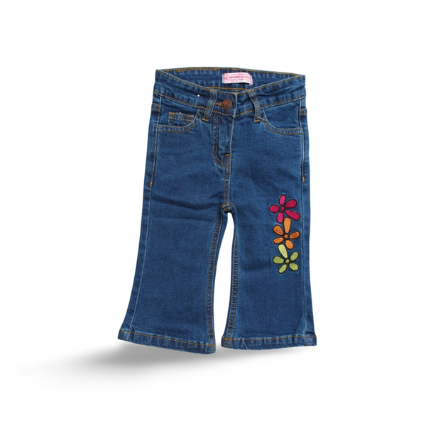 Girls Blue Embroidered Jeans