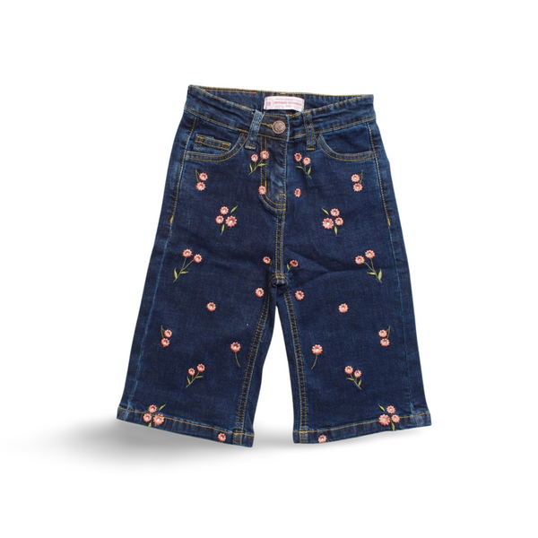 Wide Leg Jeans with Floral Embroidery.