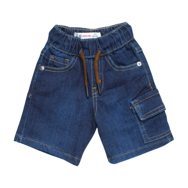 Dark Wash Denim Cargo Shorts