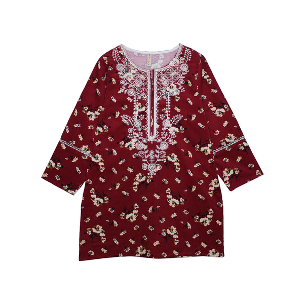 Maroon Kotrai Embroidered Kurti