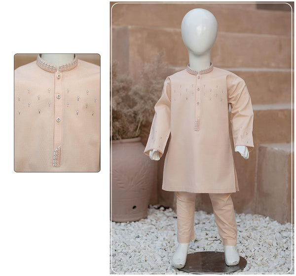 Fawn Colour Embroidered Kurta Trouser