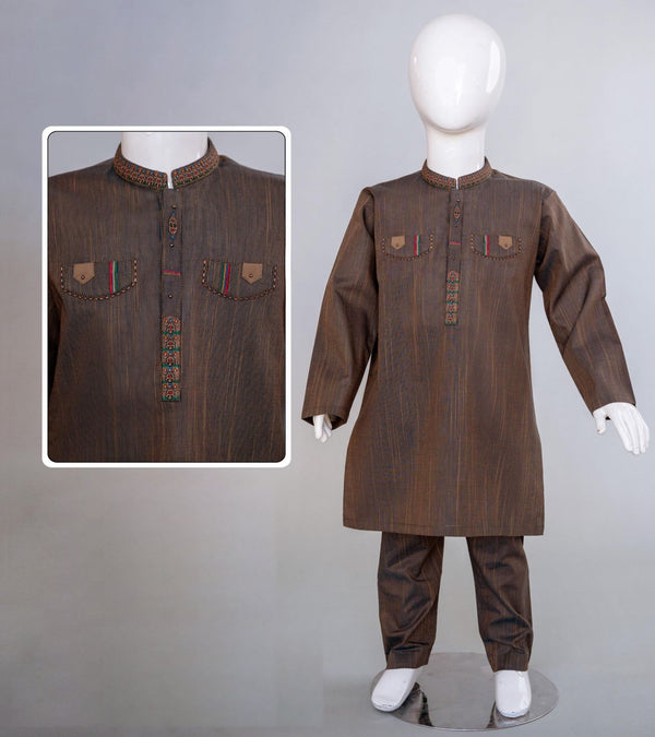 Dark Brown Pocket Style Kurta Trouser