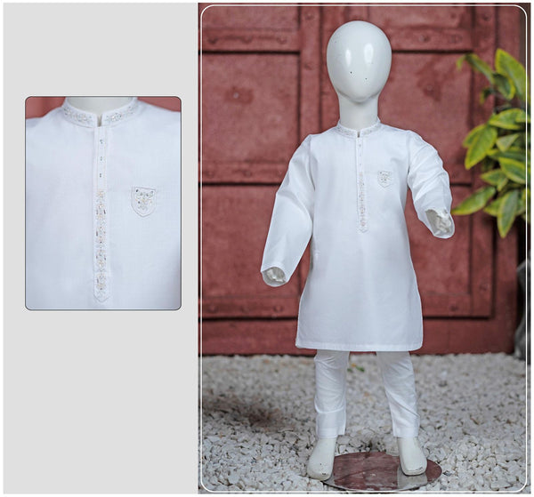 Premium White Embroidered Kurta Trouser