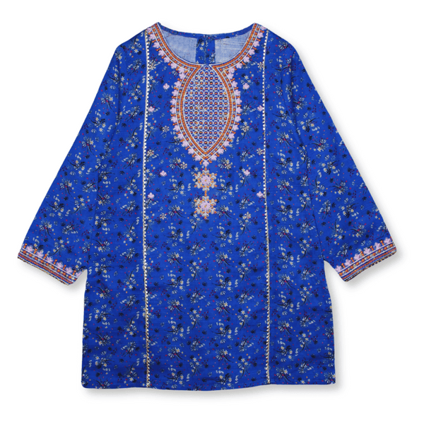 Blue Embroidered Khaddar Kurti