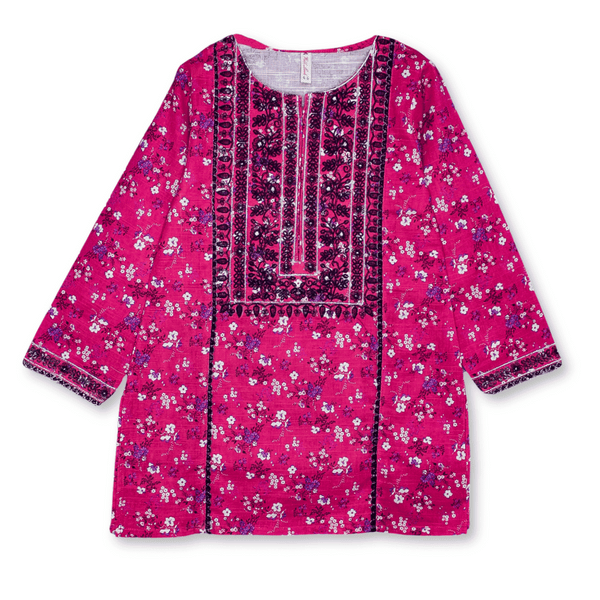 Pink Khaddar Emroidered Kurti