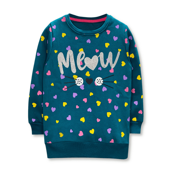 Greenish Blue Meow SweatShirt