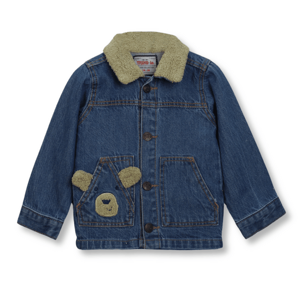 Blue Denim Jacket With Fur Collar