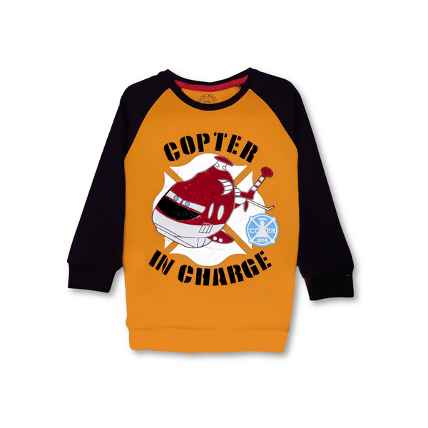 Mustard Copter Print SweatShirt