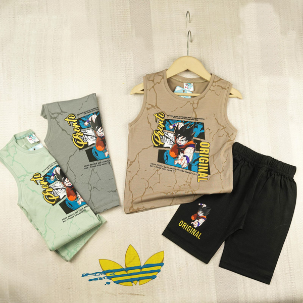"Pronto ORIGINAL" Cartoon Print Sleeveless Top and Shorts Set