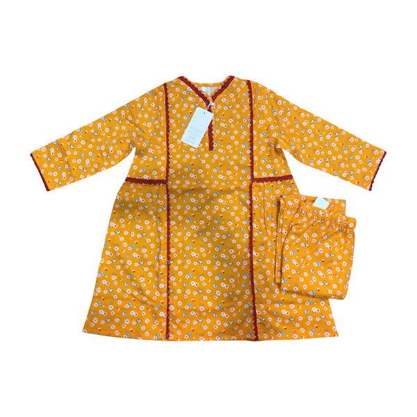 Golden Bloom Trim Kurta Set