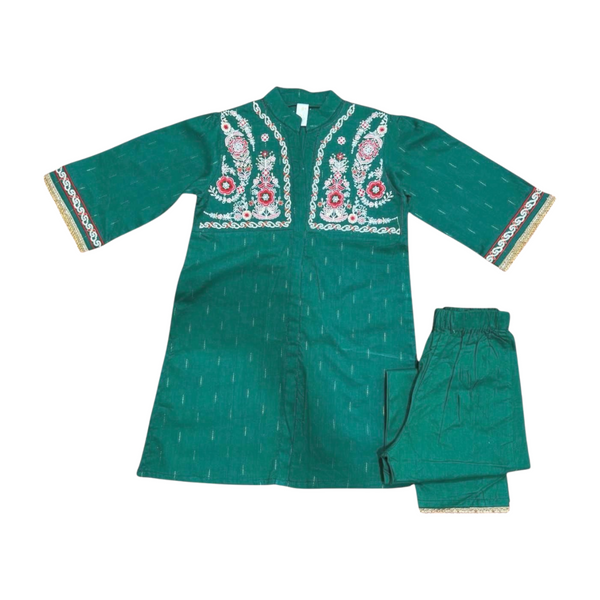 Green Embroidered 2pc Suit