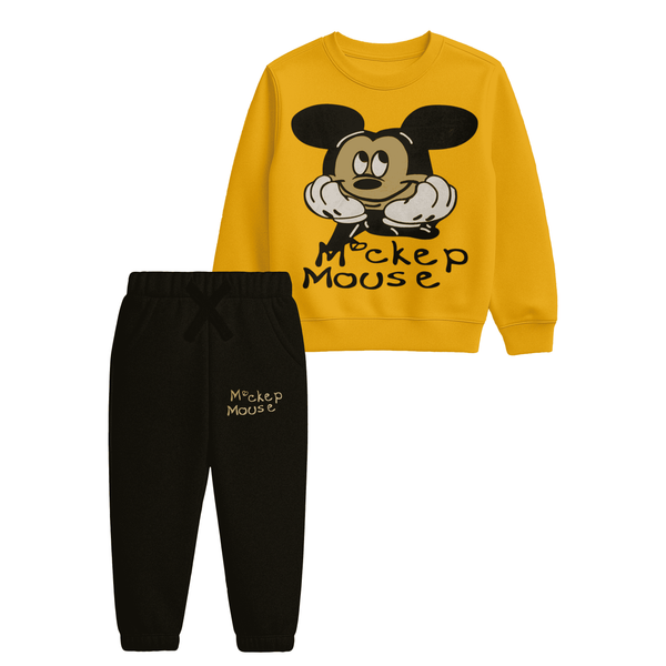 Kids “Mockep Mouse” Sweatshirt & Jogger Set – Yellow & Black