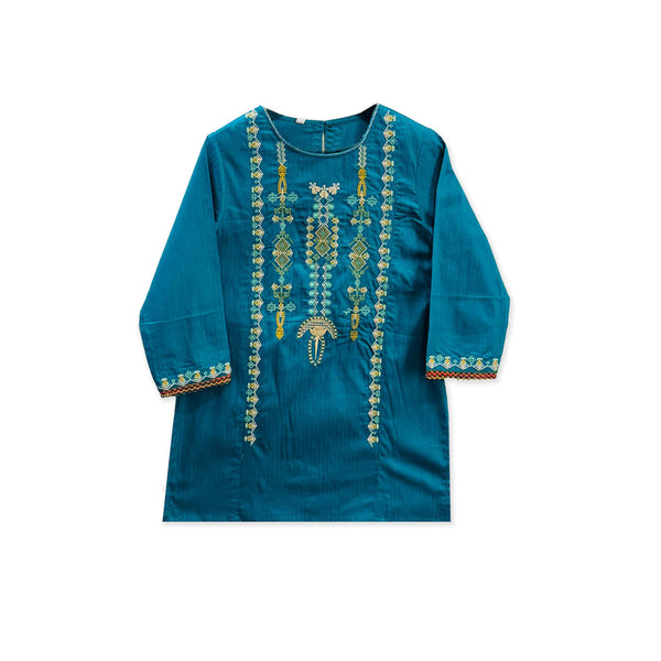 Steel Blue Embroidered Kurti