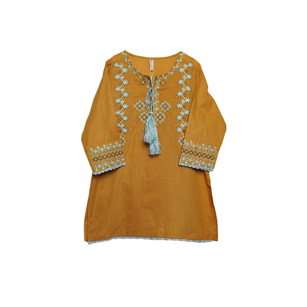 Yellow Embroidered Kurti