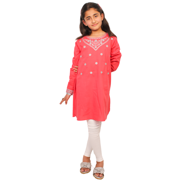 Pink Embroidered Kurti