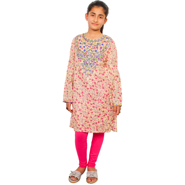 Pink & Peach Embroidered Kurti
