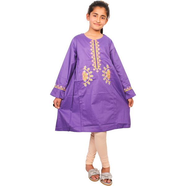 Purple Embroidered Kurti