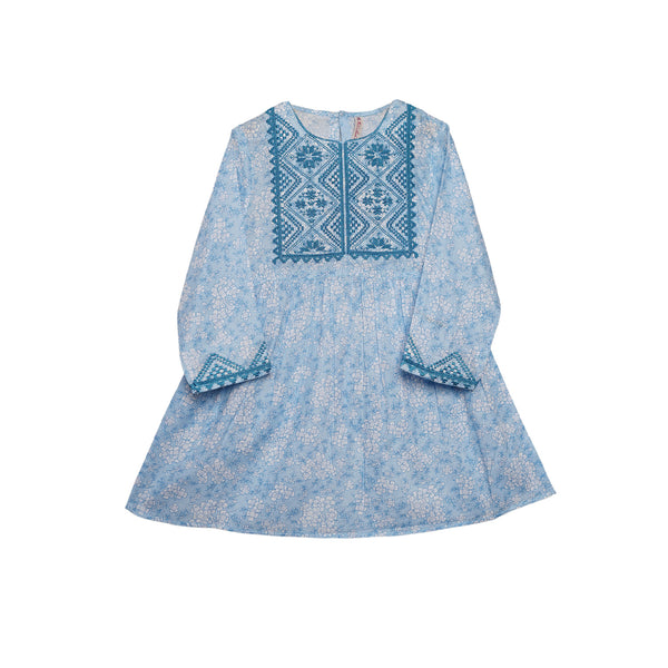 Sky Blue Embroidery Kurti