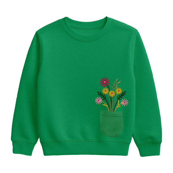 Green “Pocket Bouquet” Floral Sweatshirt