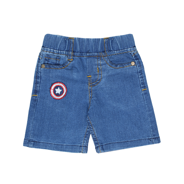 Captain America Shield Embroidered Denim Shorts