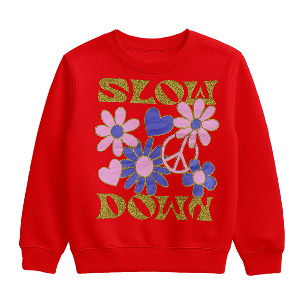 Slow Down Glitter Floral Sweatshirt