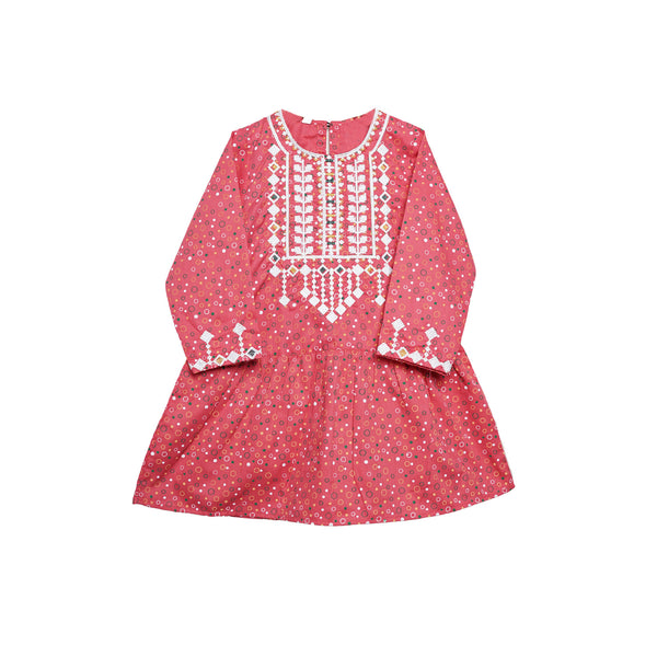 Pink Embroidered Fancy Kurti